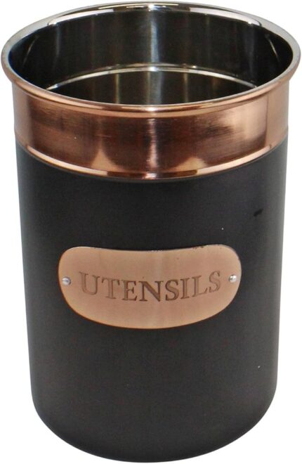 Black And Copper Kitchen Utensil Storage Holder ~ Stunning Utensil Organiser Pot