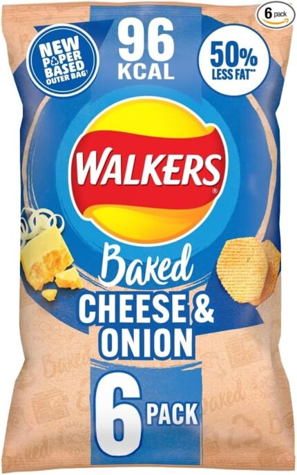 Walkers Baked Cheese & Onion Multipack Snacks Crisps 6 x 22g