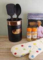 Black And Copper Kitchen Utensil Storage Holder ~ Stunning Utensil Organiser Pot