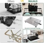 MAJALiS Dish Drainer Rack, 2 Tier Dish Drainer with Drip Tray and Drainer Mat, Stainless Steel Dish Rack with Utensil Holder, Swivel Spout, Draining Board.